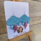 Glitter Cloud Earrings with lightening bolts