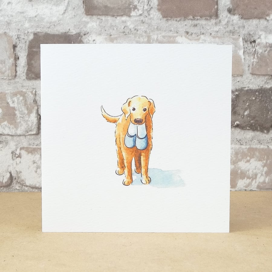 Blank card Dog and Slippers