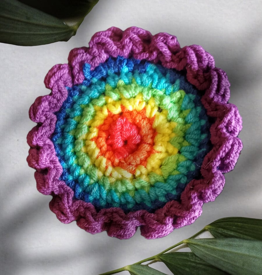 crochet rainbow, pride, brooch, applique