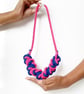 Hot pink cotton rope necklace with heart design, Chunky necklace (Free Shipping) - Image 5
