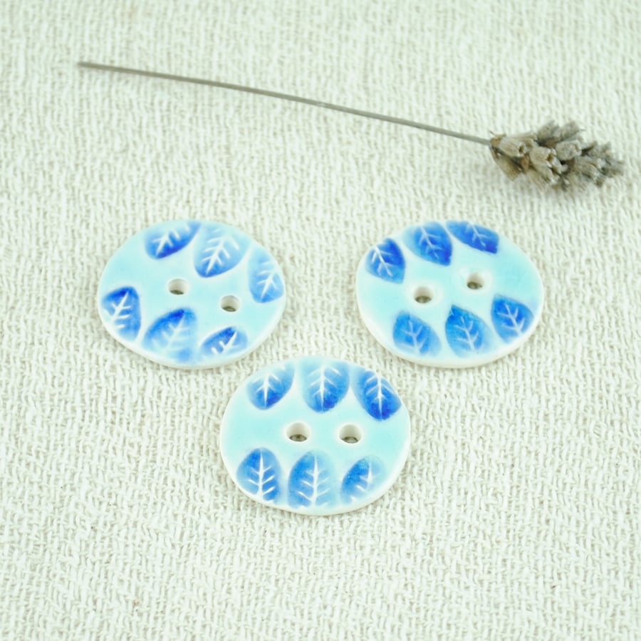 Turquoise Leaf Buttons (Set of Three)