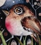 Mounted Print from my Original Whimsical Moon Gazing Bird Watercolour Painting  - Image 3