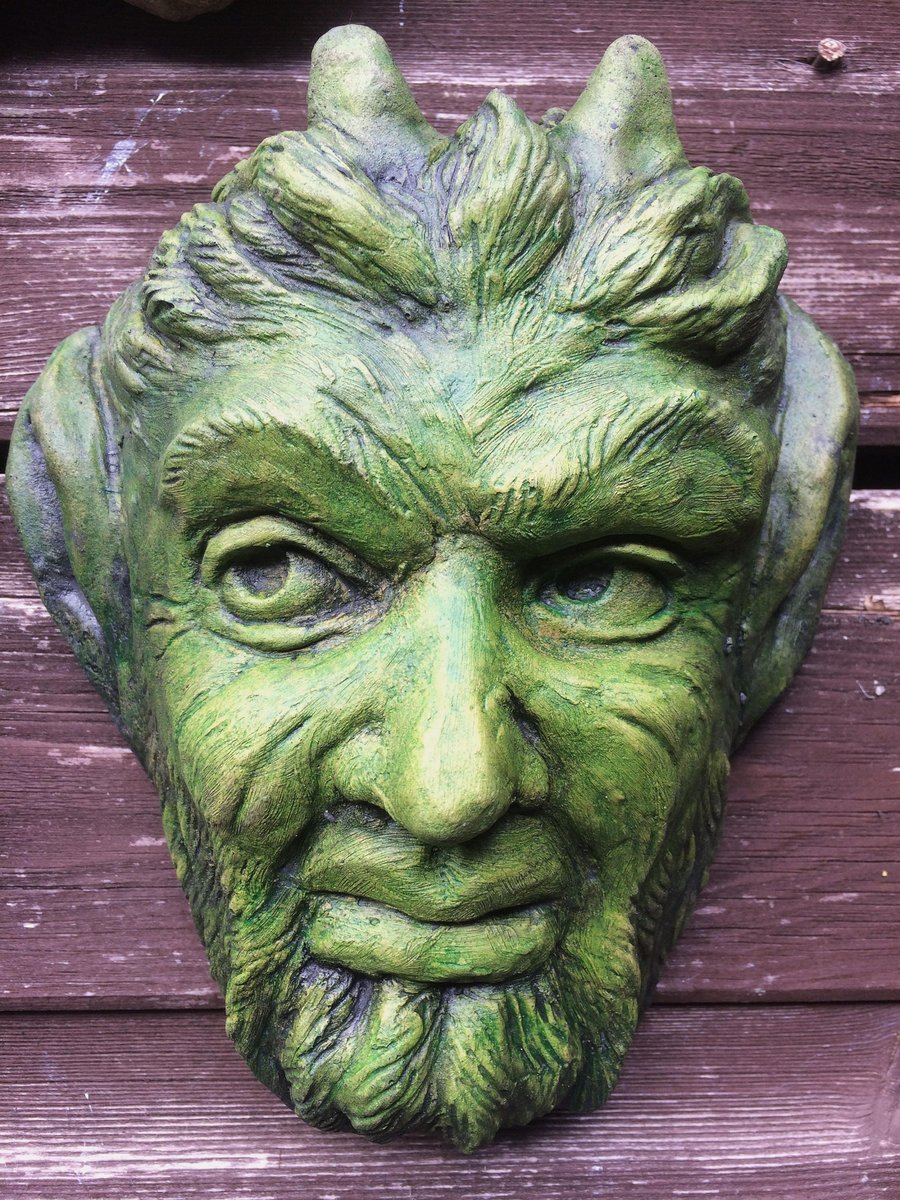 Pan Faunus Green Man Plaque plus Free Pocket Green Man