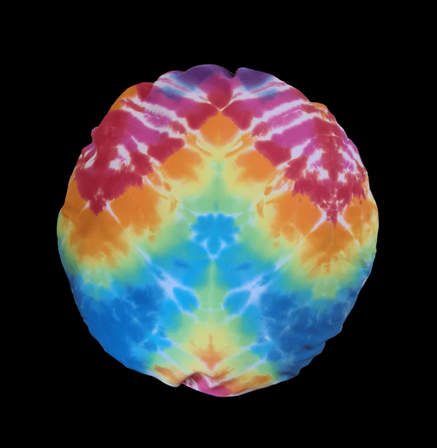 A pair of round cushions 