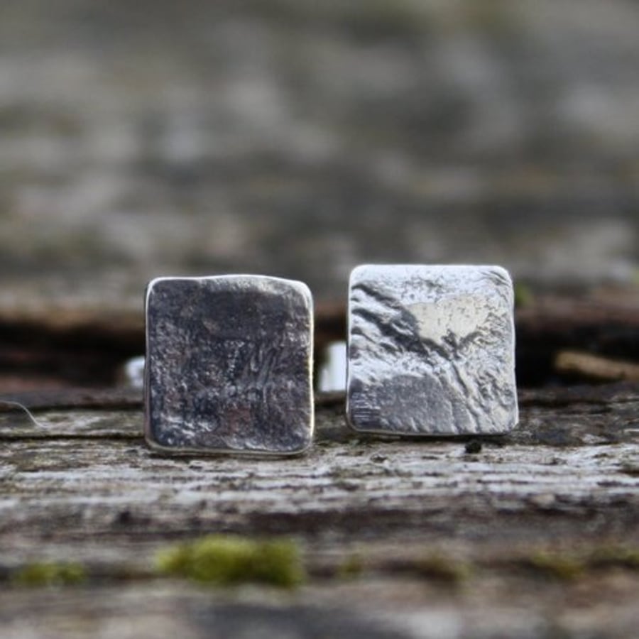 Tiny textured silver studs