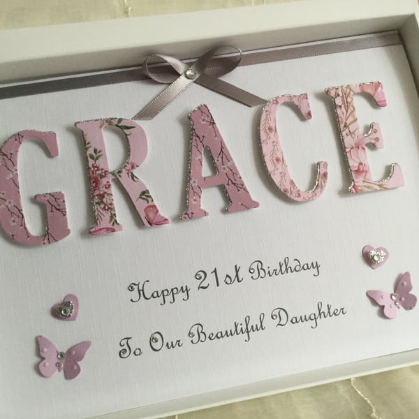 Personalised Handmade Birthday Card Gift Boxed 21st 18th Daughter Granddaughter 