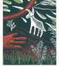 The Donkey Trip three-colour linocut screen-print triptych (3 A5 prints) - Image 4