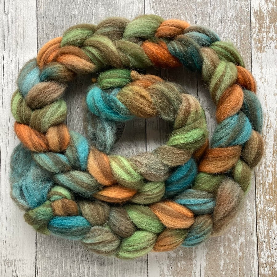 Shetland humbug spinning fibre 100g Copper Penny