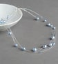 Pale Blue Floating Pearl Necklace - Light Blue Bridesmaid Jewellery - Wedding - Image 1