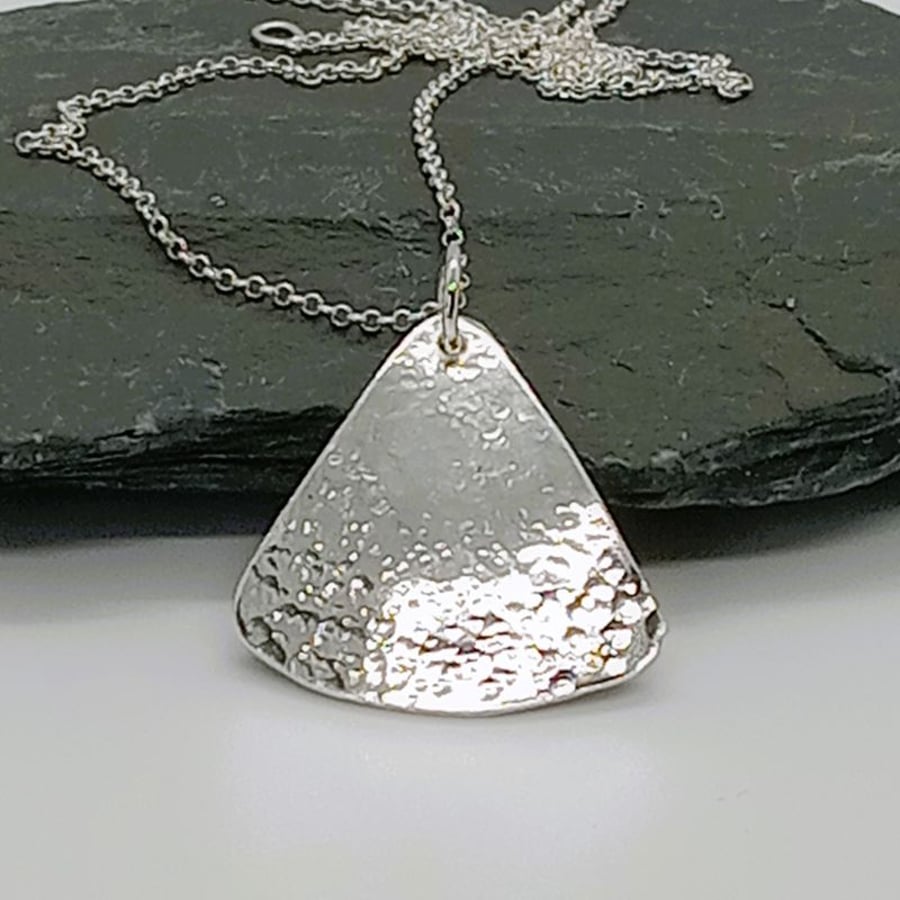 Textured triangle pendant sterling silver Lana