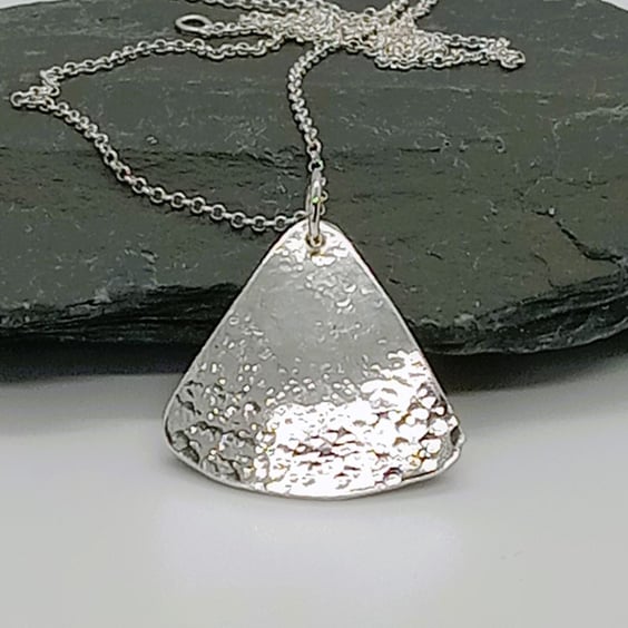 Textured triangle pendant sterling silver Lana