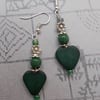 Beautiful Wooden Green Beaded Earrings