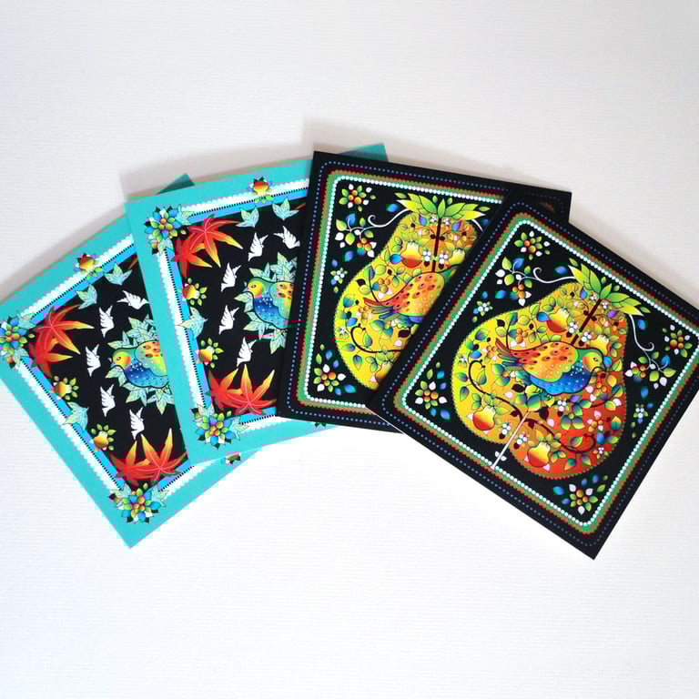 Christmas Partridge in a Pear Tree Cards in unique original designs. Pack of 4