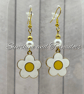 Gold Daisy Pearl Earrings – Handmade Floral Jewellery with Yellow Accents