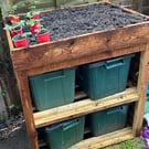 Garden recycling box storage with planter top 