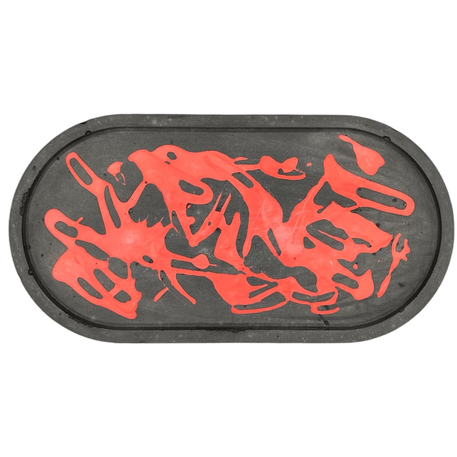 Black and Red Oval Decorative Dish - Catchall Valet Tray