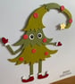 Handmade Christmas Card with Movable Legs - traditional colours - Image 3