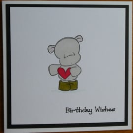 Hippo In Wellies Birthday Card