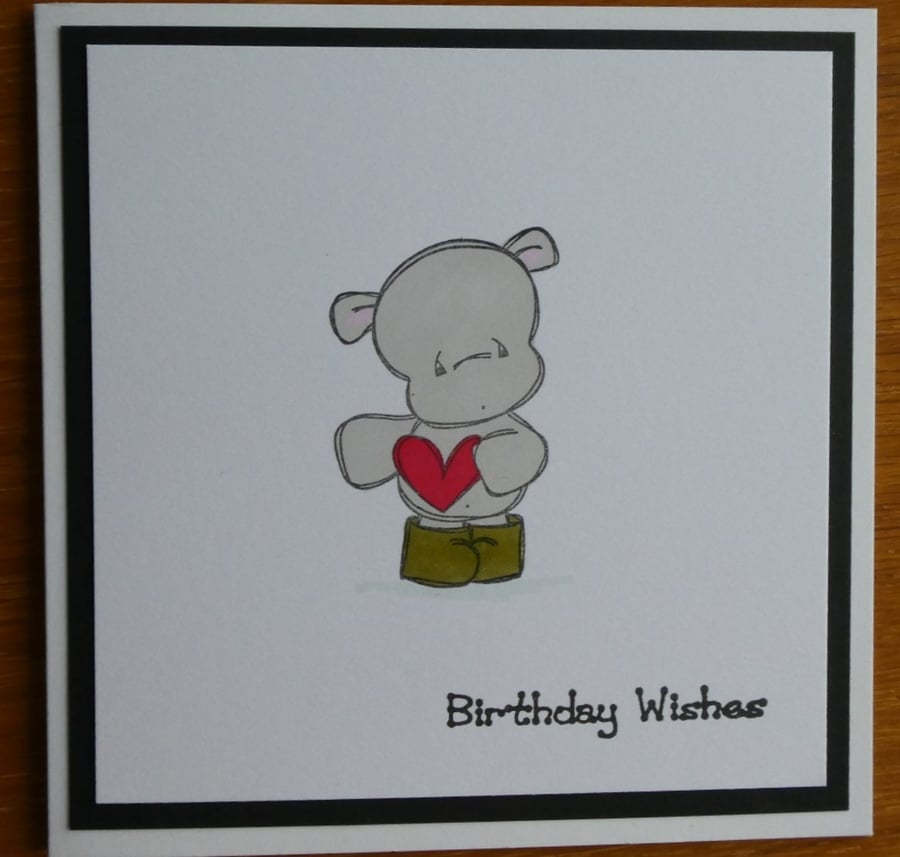 Hippo In Wellies Birthday Card