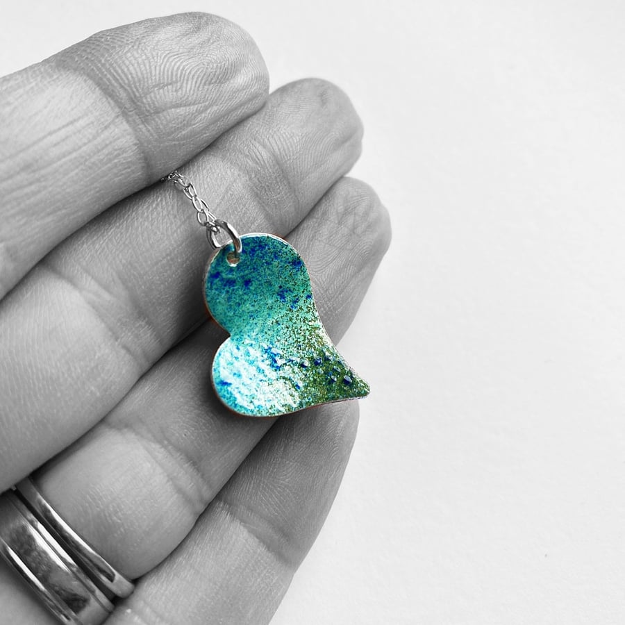 Silver and Enamel Heart Pendant 