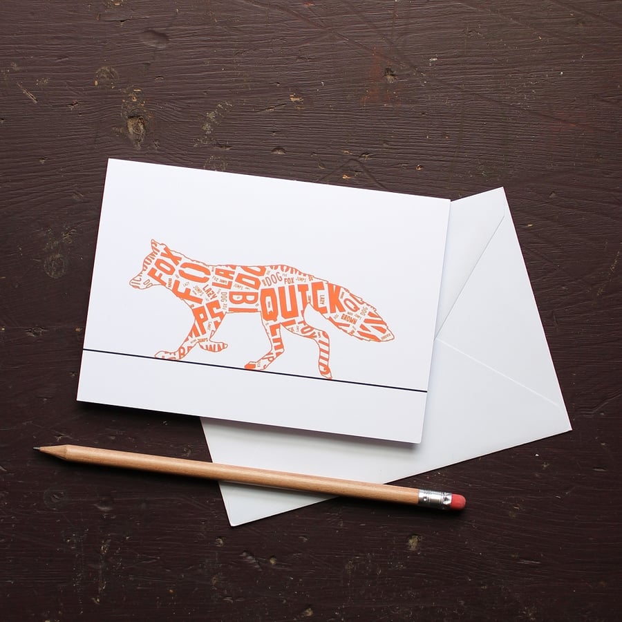 Fox Greetings Card with Pangram Artwork