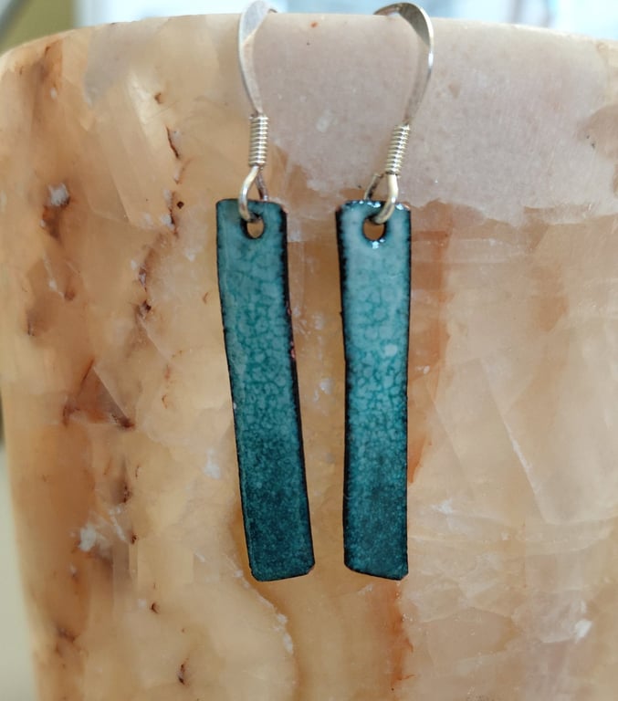 Turquoise ombre enamelled drop earrings 
