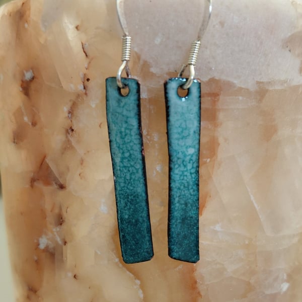 Turquoise ombre enamelled drop earrings 