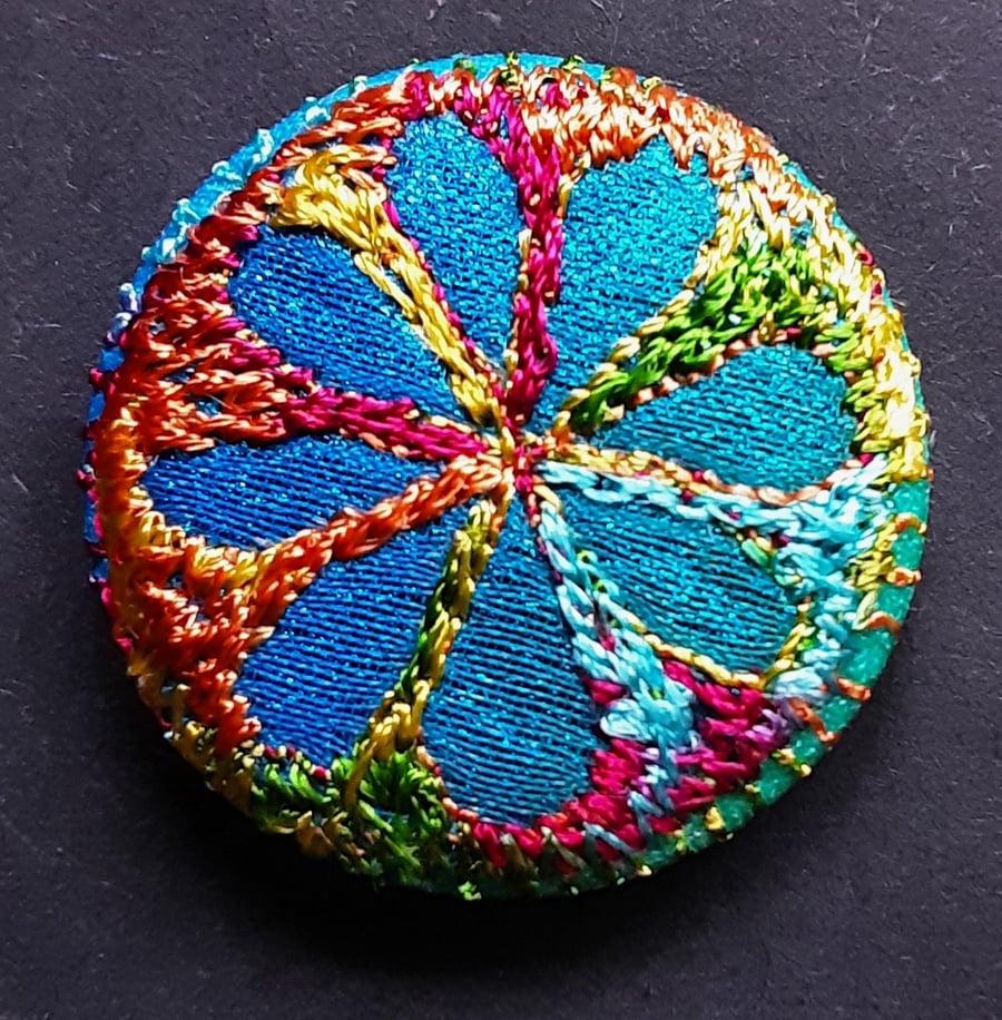 Buttons 1 inch button Hand Dyed Silks and Cottons Free Machine Embroidery Button