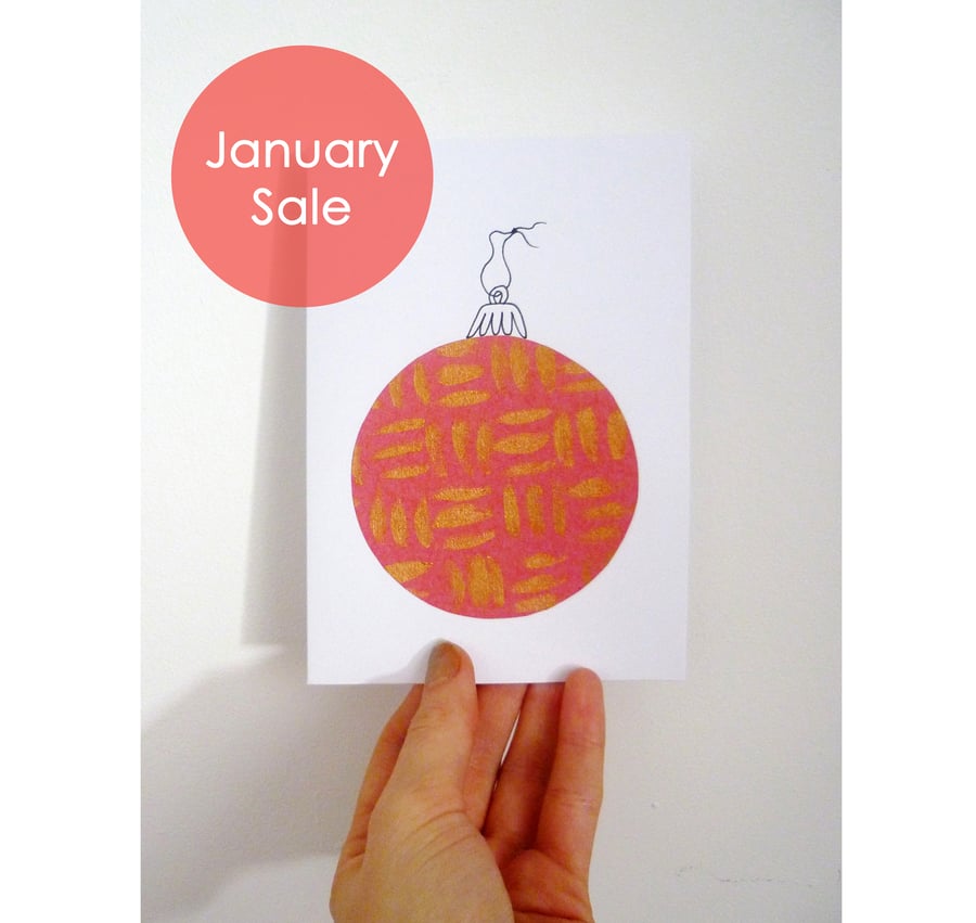 Sale - Free Postage - Collaged Bauble Christmas Cards