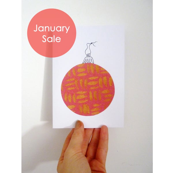 Sale - Free Postage - Collaged Bauble Christmas Cards
