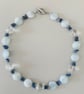Handmade Light Blue Stone Necklace - Elegant Blue & Clear Beaded Necklace - One 