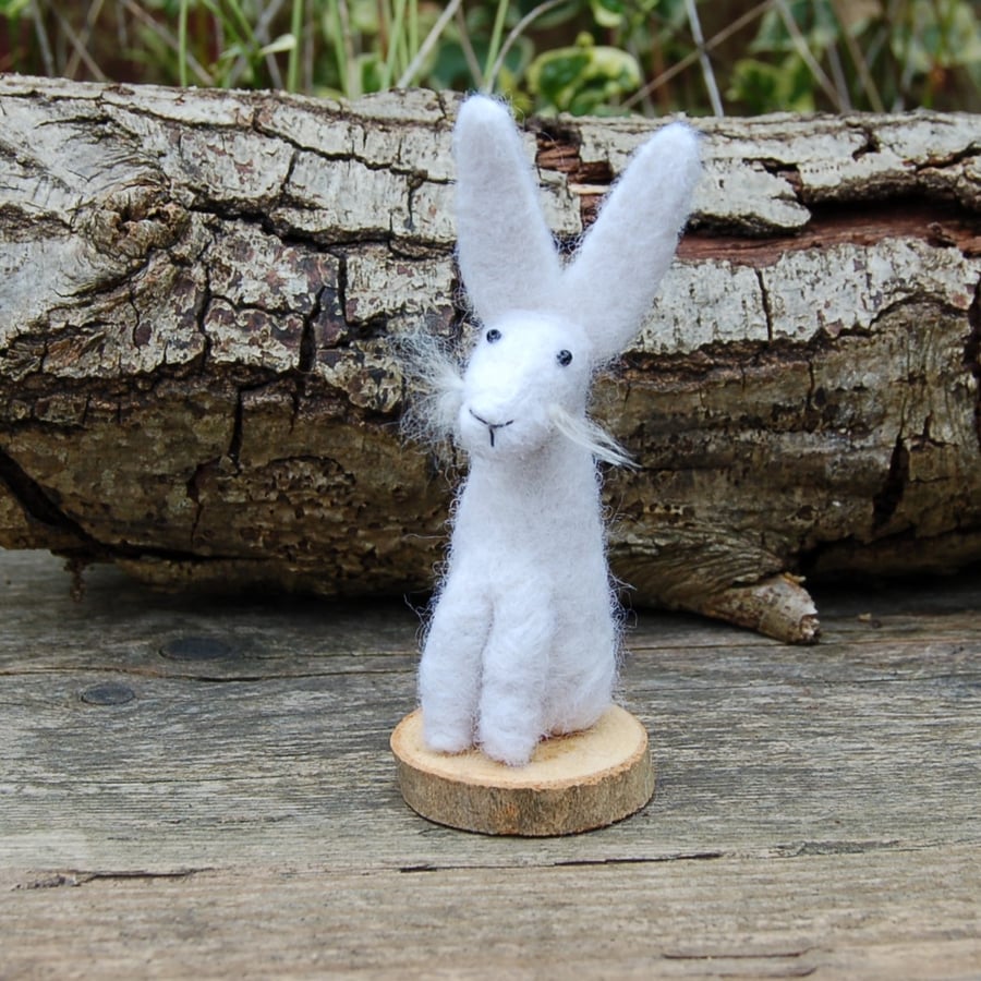 Needle Felt Hare - wool hare - hare ornament - White hare