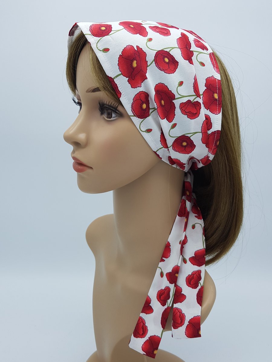 Wide floral hair covering for women, hair bandanna, summer head wear
