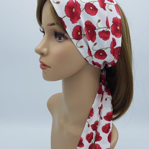 Wide floral hair covering for women, hair bandanna, summer head wear