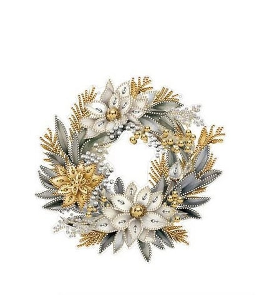 5D DIY White Christmas Wreath Hanging Diamond Painting Kit Crystal Embroidery Rh