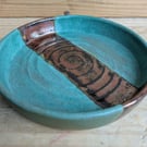 Olive or trinket dish (matte green & copper)