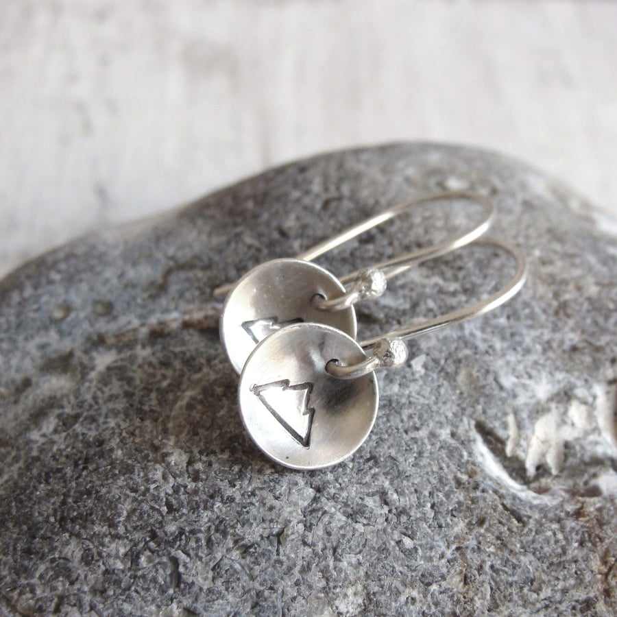 Sterling Silver Round Mountain Dangly Earrings