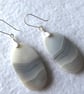Large Oval Agate and Sterling Silver Earrings - Image 4