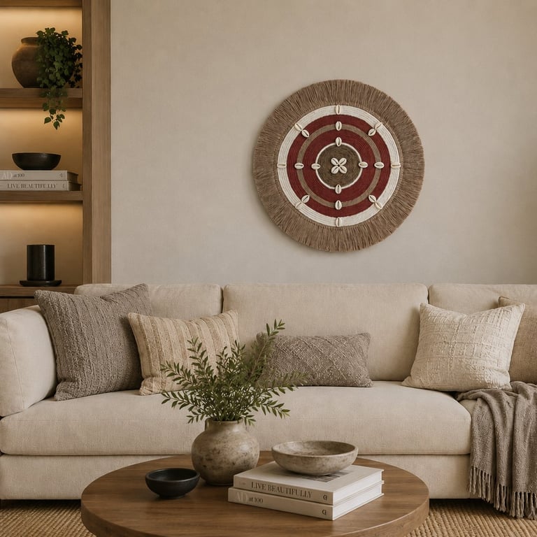 Ijikijolo - Fibre Wall Art - Taupe Fringe Design - One of a Kind