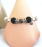 Monochrome bracelet, black and white beads, moonstone, agate coral beads - Image 3