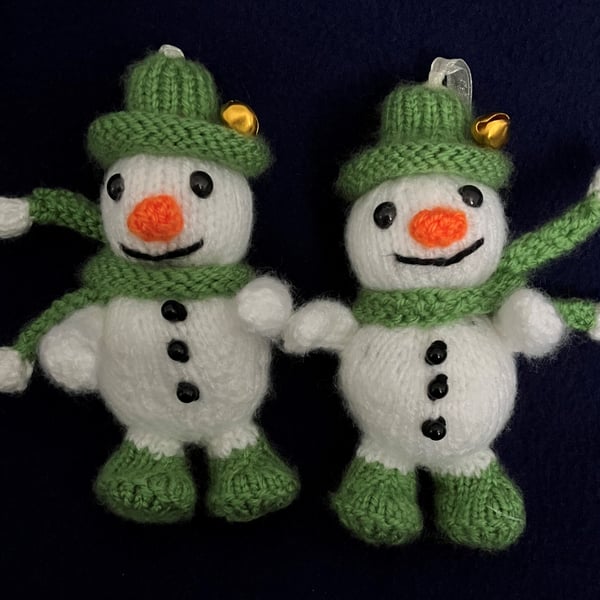 Christmas Snowball Snowmen set of two hanging decorations