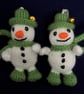 Christmas Snowball Snowmen set of two hanging decorations