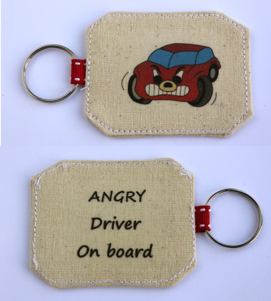 ANGRY Driver On Board Cotton Keyring