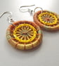 Drop or Dangle Earrings, Dorset Buttons, Variegated Gold Silk Thread - Image 3