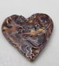 Medium Dark Copper Brocade Texture Heart Shaped Ceramic Button - Image 3