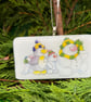 Unique Handmade Christmas Card with Artisan Fused Glass Snowman Family Tree  - Image 2