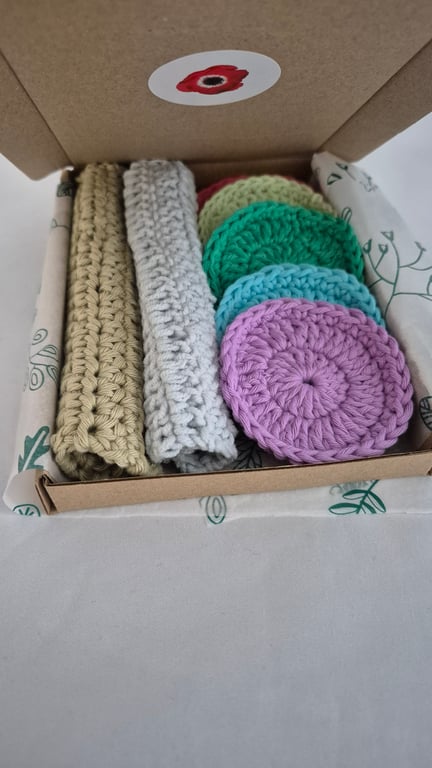 ECO Friendly  Crochet  Beauty Gift Sets, make up scrubbies & flannels