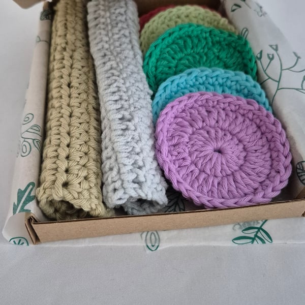 ECO Friendly  Crochet  Beauty Gift Sets, make up scrubbies & flannels