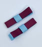 School Small Straight Wine and Light Blue Bow Clips (pair) - Image 1