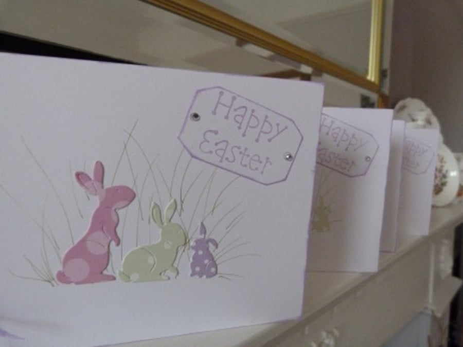 Pack of 4 Rabbit White Easter Cards